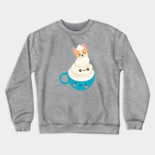 Corgi Aqua Cuppa Puppuccino Adorkablely Sweet Corgi Coffee Love Style Crewneck Sweatshirt